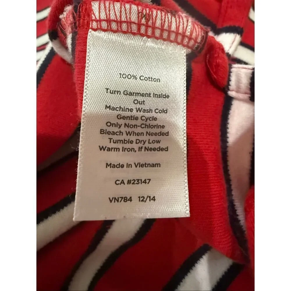 Talbots Women's Striped Sleeveless Split Neck Sheath Dress Red White Size MP - Picture 6 of 8